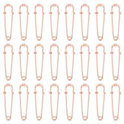 QUARKZMAN Große Sicherheitsnadeln 50mm / 2 Zoll Groß Safety Pins Metall-Sicherheitsnadeln für Damenbekleidung Kleid Hosen Rock Taille, Roségold, 24 Stück von QUARKZMAN